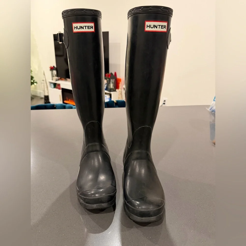 Hunter Original Black Tall Rain Boots Calf-High‎ Women’s US 6 Men's 5